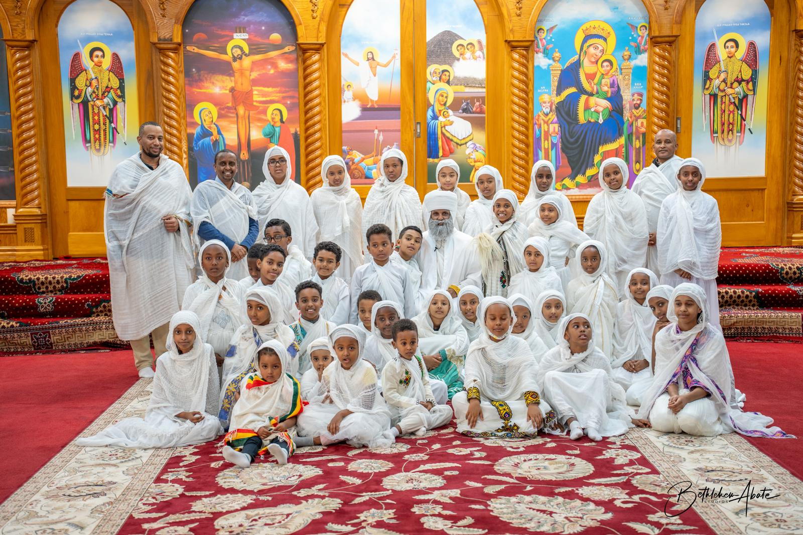 Children in Ethiopian Orthodox traditional dress